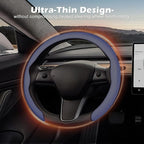 Frani Nappa Leather Steering Wheel Cover,Universal Fit 15 Inch-Premium Non-Slip Breathable Comfort Grip for Cars Trucks SUVs,Anti-Slip Durable Interior Upgrade Light Purple