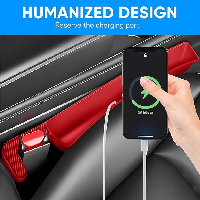 2PCS Car Seat Gap Filler Organizer, Car Seat Organizer, Multifunctional Seat Gap Storage Box for Phone Key, Fill The Gap & Stop Things from Dropping, Universal for Most Vehicles (Red)