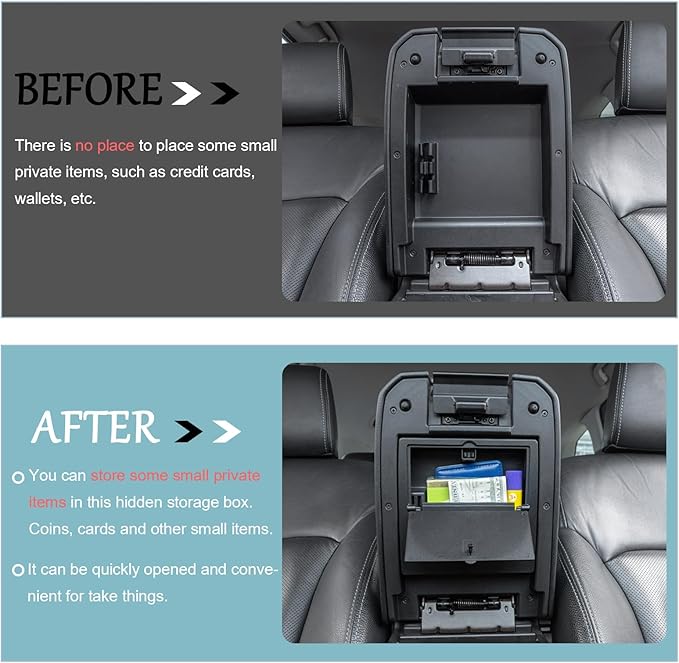 JDMCAR One-Touch Hidden Storage Box Compatible with 2016-2023 Toyota Tacoma Accessories Center Console Organizer Armrest Secret Compartment