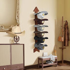 Cowboy Hat Holder for Wall 6 Pieces Arrow Solid Wood with Metal Western Hat Rack Wall Decor Hat Organizer Hanger Storage for 
