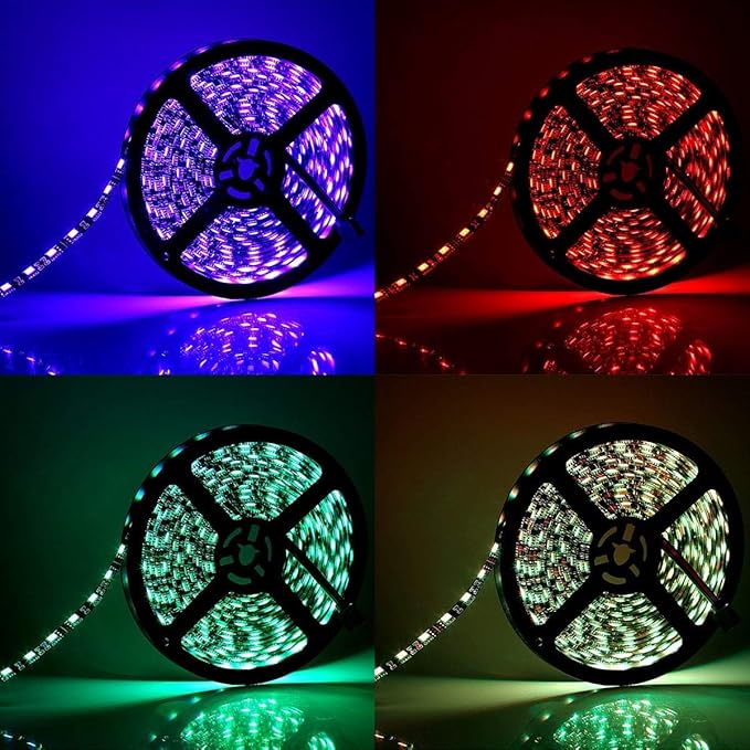 SUPERNIGHT LED Strip Lights, 16.4FT 5M SMD 5050 Waterproof 300LEDs RGB Color Changing Flexible LED Light Strip for Bedroom, TV Back Lighting, Christmas, Valentine's Day (Black PCB) 2 Pcs