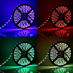 SUPERNIGHT LED Strip Lights, 16.4FT 5M SMD 5050 Waterproof 300LEDs RGB Color Changing Flexible LED Light Strip for Bedroom, TV Back Lighting, Christmas, Valentine's Day (Black PCB) 2 Pcs