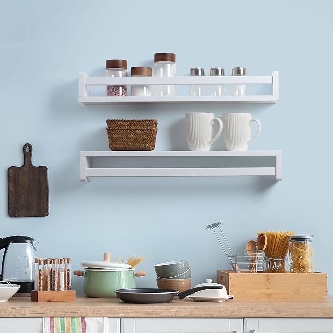 Fun Memories Nursery Book Shelves - Rustic Natural Solid Wood Floating Bookshelf for Kids - Wall Book Shelves for Kids Room (