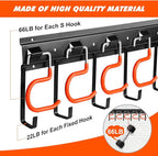 TVKB 34'' All Metal Garden Tool Organizer Wall Mount Garage Organizers and Storage with Hooks Tool Hangers for Shed