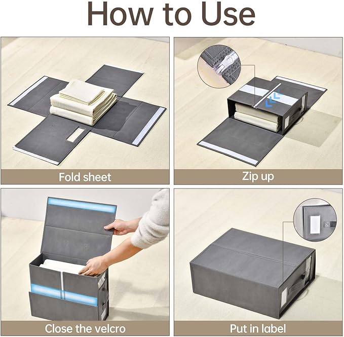 Bed Sheet Organizers and Storage,8 Pack Linen Closet Organizers and Storage, Foldable Bedding Storage for Bedsheets,