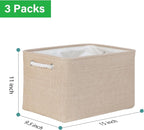 Bidtakay Large Storage Baskets for Shelves 3 Pack Fabric Storage Bins for Organizing Linen Collapsible Organizer for Closet-F