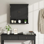 ChooChoo Bathroom Cabinet Wall Mounted 2-Door with 3 Open Shelves， Wooden Medicine Cabinets with Adjustable Shelf，Space Saver