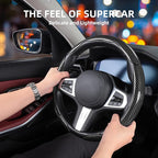 Car Steering Wheel Cover, 3 Piece Bright Carbon Fiber Steering Wheel Covers, Non-Slip Steering Wheel Cover Protector, Great Grip, Universal Car Accessories Decoration for 14.5-15 inch (Black)