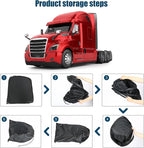 Side Window Sun Shade for Freightliner Cascadia 2018-2026, Custom Fit 210T Reflective Sunshade for Semi Truck, 6-Layer Heat Insulation Privacy Protector, Block 99% UV Rays, 2PCS
