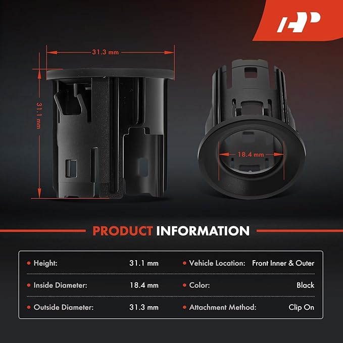 A-Premium 4-PC Front Inner and Outer Parking Assist Sensor Retainer Bezels Compatible with Ram Models - 1500 2019-2024