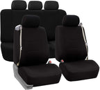 FH Group All-Purpose Built-in Seatbelt Car Seat Covers Full Set – Universal Fit for Cars Trucks & SUVs (Black) FB351115