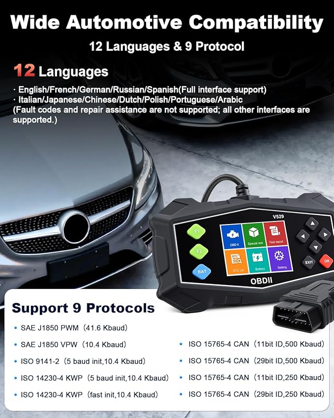 OBD2 Scanner Diagnostic Tool, ZEXMTE Professional OBD2 Scanner with Data Stream, Mode 6, Mode 8 & I/M Readiness, Enhanced Code