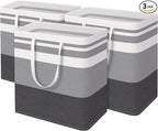 HomeHacks 3-Pack Large Laundry Basket, Waterproof, Freestanding Laundry Hamper, Collapsible Tall Clothes Hamper with Extended
