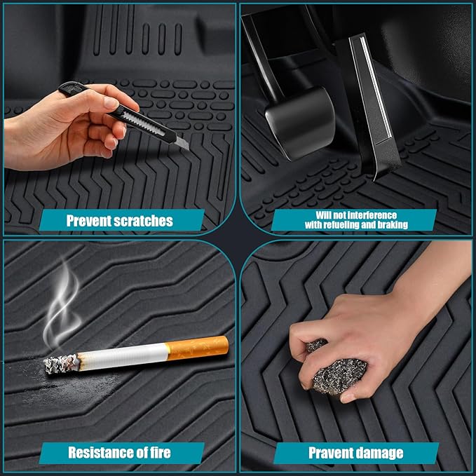 6PCS All Weather Floor Mats for 2024 2025 Tesla Model 3 Highland, 3D TPE Protection Floor Liners Cargo Liner and Cargo Trunk Mats Accessories Front Rear Cargo Mat Full Set (2024 Model 3 Highland)