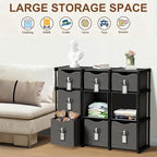 9 Cube Storage Organizer Shelf with Storage Bins and Label, 11 Inch Toy Cube Bins Clothes Closet Organizers Drawers Fabric Dr