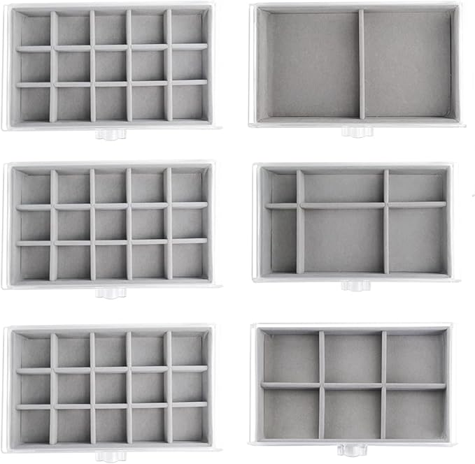 Watpot Acrylic Jewelry Box with 6 Drawers, Clear Earring Storage Organizer Display Case for Women Girls, Gray