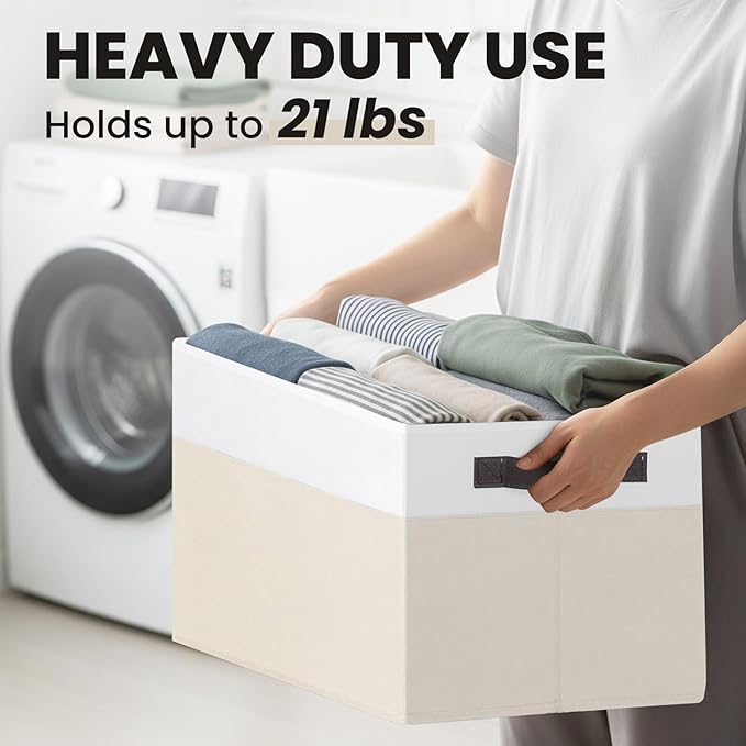 Large Closet Organizer Bins with Lids 8 Pack - Nursery Storage Baskets for Shelves Bedroom Dorm - Stackable RV Closet Organiz