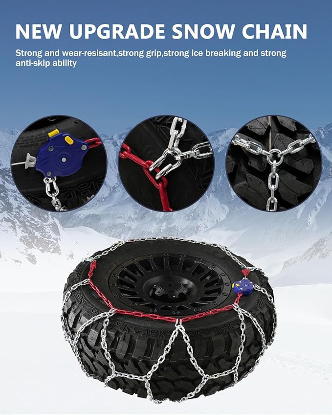 SCITOO Snow Chains for Car Pickup Trucks SUV,Universal Emergency Tire Traction Chain,Anti-Skid Thickening Tire Chains Width 2