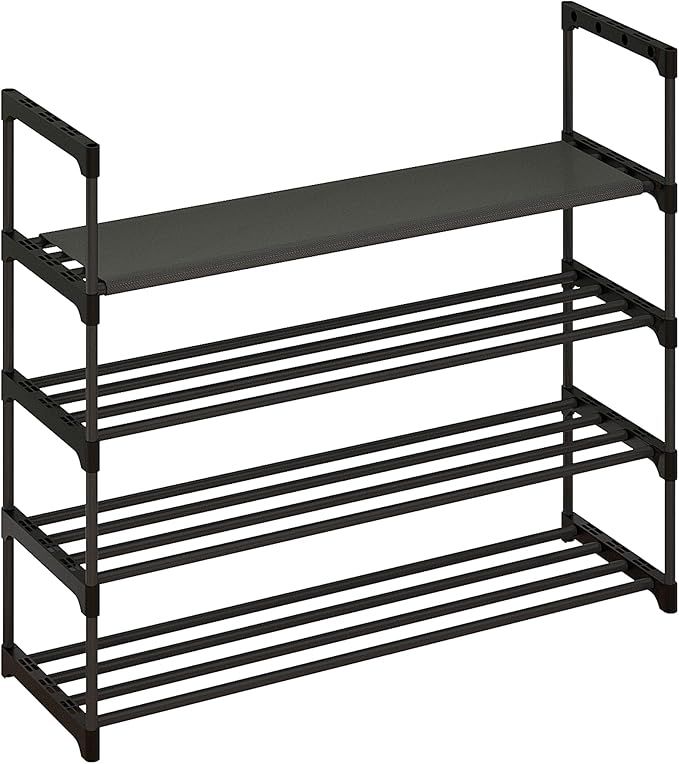 Calmootey 4-Tier Shoe Rack, Tall Large Capacity 20 Pairs Shoes Storage Organizer, Stackable Wide Shoe Shelf for Entryway, Hal