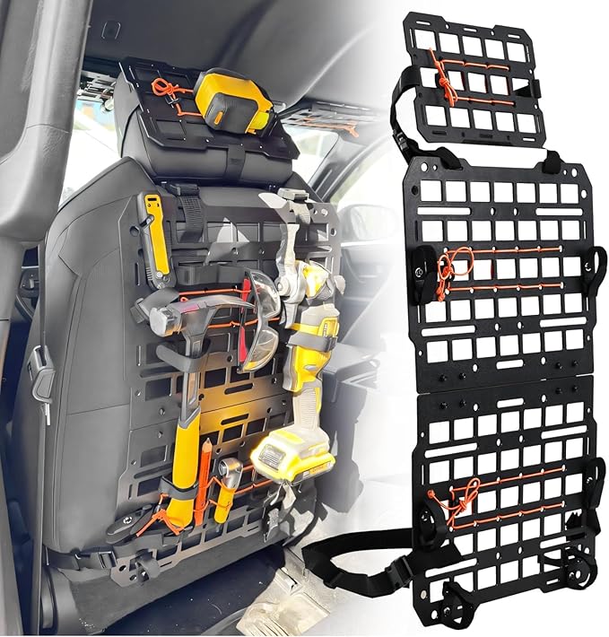 Rigid MOLLE Panel Seat Back & Headrest MOLLE Panel For Truck Pickup Vehicles Universal Truck Seat Back Organizer
