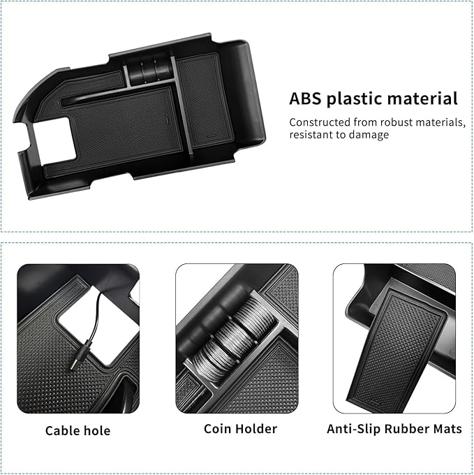 Xaido Center Console Organizer Tray Compatible with 2018-2024 Toyota Camry XLE XSE & 2020-2024 Camry LE SE with Dual USB Ports, Armrest Box Storage Tray Interior Accessories (Not for 2025)