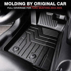 KUST 3D Floor Mats for Ford Mustang 2015-2025 2026 (NOT for Mach-E), All Weather TPE Rubber Car Mats for Mustang Accessories 2 Row Floor Rear Odorless Non-Slip High Edges