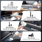 KMM Handheld Car Vacuum Cleaner, 9000PA Vacuum Cleaner & Air Duster, 120W High Power Vacuum Portable Cordless, Hand Held Vacu