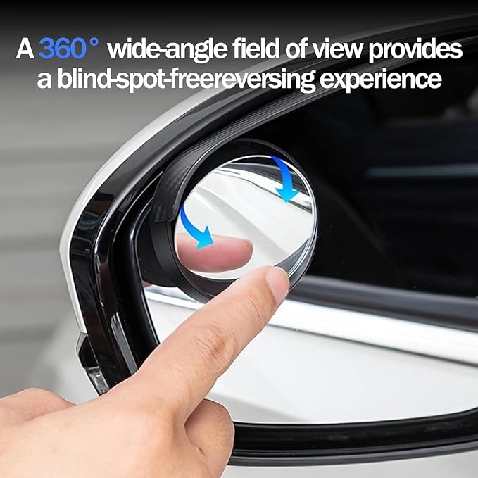 Blind Spot Mirror 2 Pcs Car Side HD Frameless Convex Mirror, 3x Larger Blindspot View, Wide Angle Rearview with Rain Guard for Family Car SUVs