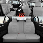 Coverado Full Set Car Seat Covers, Luxury Faux Leather Waterproof Seat Covers, Gray Car Seat Protectors, Universal Fit, Leath