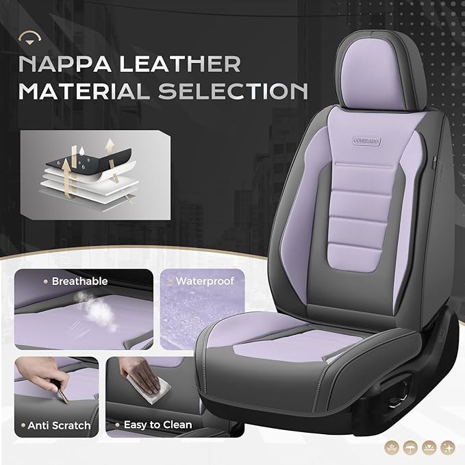Coverado Car Seat Covers Front, Seat Covers for Cars, Waterproof 2-Pack Car Seat Cushions, Leather Carseat Seat Protectors, U