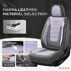 Coverado Car Seat Covers Full Set, Nappa Leather Seat Covers for Cars, Car Seat Protector Car Seat Cushion, Front and Back Se