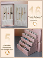 BOOVO Jewelry Box For women, 6 Layer Large Jewelry Organizer With Mirror, Multi-Function Storage Box With Lock, Necklace Hold