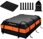 Goplus Rooftop Cargo Carrier, 21 Cubic Feet 100% Waterproof Soft Car Roof Bag for All Vehicles with/Without Rack, Includes Anti-Slip Mat, 10 Reinforced Straps, 6 Door Hooks, Storage Bag
