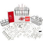 Extra Thick 60pcs Pegboard Accessories Organizer Kit | 1/4 Inch Peg Board Attachments | Peg Board Hook Set and Pegboard Baske