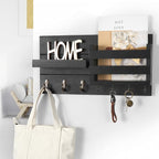 Lwenki Mail Organizer for Wall Mount – Key Holder with Shelf Includes Letter Holder and Hooks for Coats, Dog Leashes – Rustic