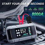 8000A Jump Starter with Air Inflator/Deflator Compressor, 65W Charging Car Battery Jump Starter (All Gas/16L Diesel),