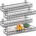 4 Pcs Metal Grid Wall Baskets with Hooks, 15.75 x 3.94 x 1.97 Inch Grid Wall Shelves Hanging Wire Basket Multi Function Stora