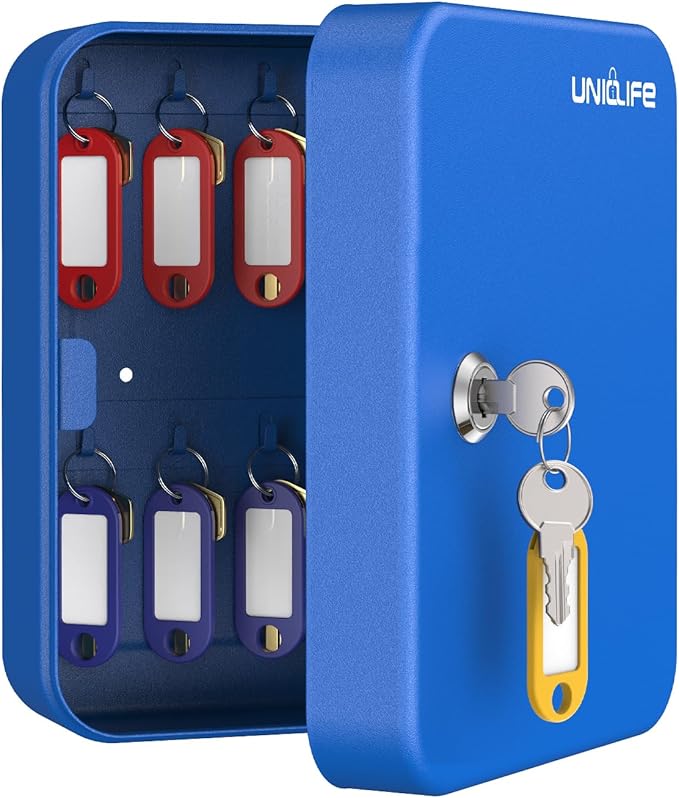 Uniclife 20 Keys Key Lock Box, Wall Mount Key Box, Lock Box for Keys, Key Lockbox with Tags, Key Cabinet, Key Holder Storage 