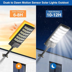 Solar Street Lights Outdoor Waterproof , 6500K 320°Wide Angle Flood light, LED Solar Parking Light with Motion Sensor and Rem