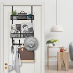 Kaiferty Over The Door Hooks Organizer, Coat Rack Over The Door Storage Hanger Towel Rack, Back of Door Storage Organizer for