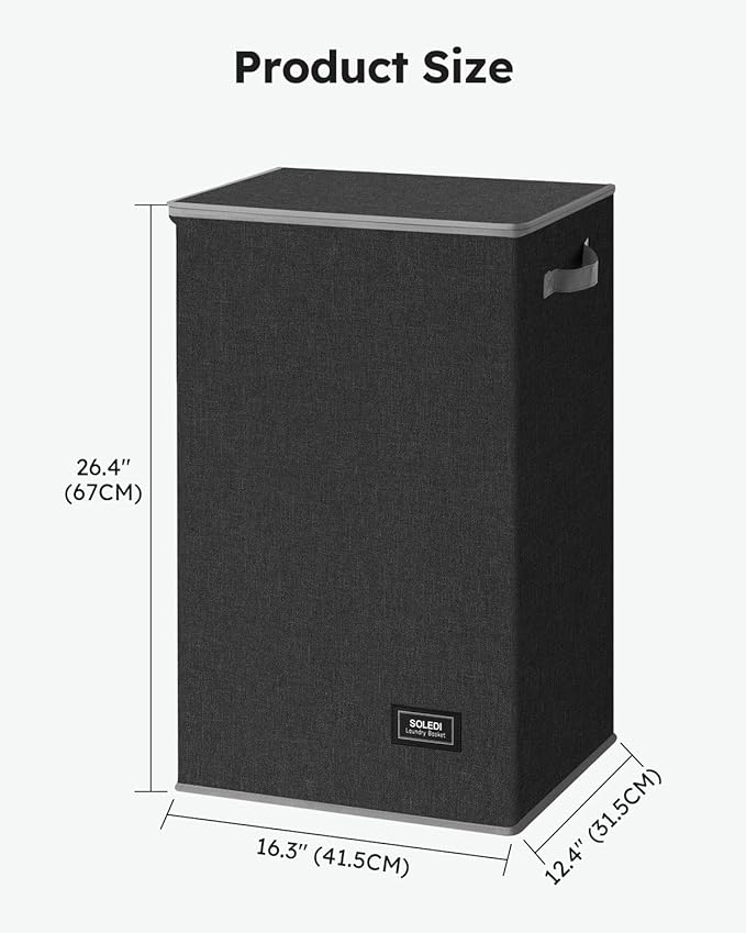 SOLEDI Laundry Hamper with Lid 90L Large & Tall Collapsible Laundry Basket, Clothes Hamper with Bag Removable Easy to Carry, 