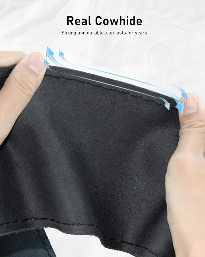 Belinous Suede Leather Steering Wheel Cover, DIY Stitch-On Steering Wheel Wrap with Needle & Thread, Non-Slip & Sweat-Absorbi