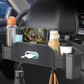 Back Seat Car Organizer,4 in 1 Multifunctional Car Back Seat Storage Box with Trash Can Drink Cup Holder Tissue Box, for Hold Phone,Snacks, Drinks, Handbag-Grid
