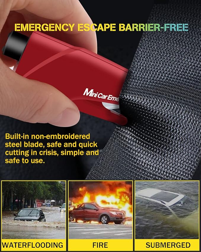 YONGMING Emergency Seatbelt Cutter, 3 in 1 Window Breaker Glass Breaker, Car Escape Tool Keychain with Tungsten Steel Safty H