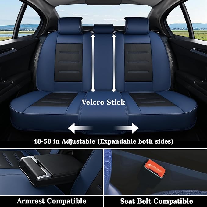 Coverado Car Seat Covers Full Set, Seat Covers for Cars, Waterproof, Leather Car Seat Cushion, Universal Car Interior Covers 