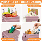 Car Trash Can Cute Trash Bag Bin Hanging Waterproof Automotive Garbage Cans Leak Proof Vehicle Trash Can Diamond Pattern-Pink