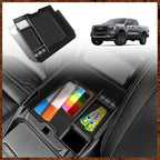 Muslogy Center Console Organizer Compatible with Ford Ranger XL XLT Lariat 2024 2025 2026 & Raptor Accessories Middle Console Storage Box Insert Tray ABS Material Divider with Insert Mats (Black)