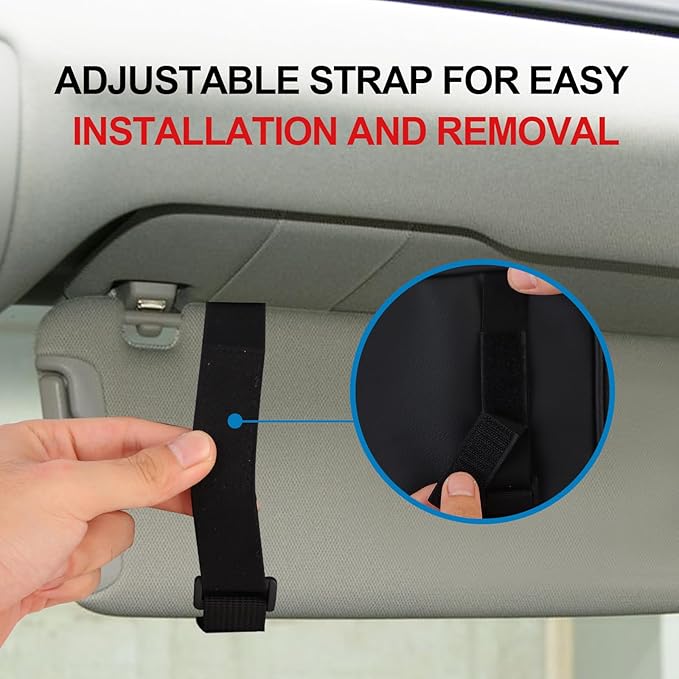 Car Sun Visor Organizer with Extendable Sunshade,Upgraded Version Multi-Pocket Visor Organizer Storage for Car/SUV/Truck with 13CD Holders,Sunglass Clip, Card Holder,Visor Accessories
