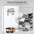 Nekon Key Holder for Wall, 11.8" W x 3.5" H x 2.8" D Decorative Key Organizer with Floating Shelf, Wall Mount Key Rack with 5