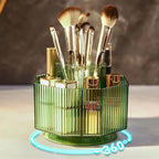 LINFIDITE 360°Rotating Makeup Organizer Holder Cosmetic Display Case Clear Makeup Brush Lip Gloss Organizer Case with 5 Slots